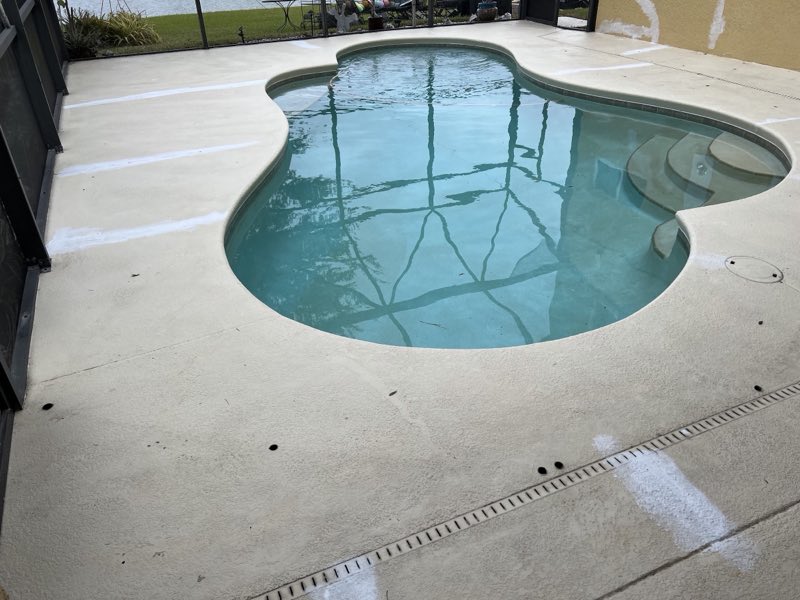 Freshly resurfaced pool deck